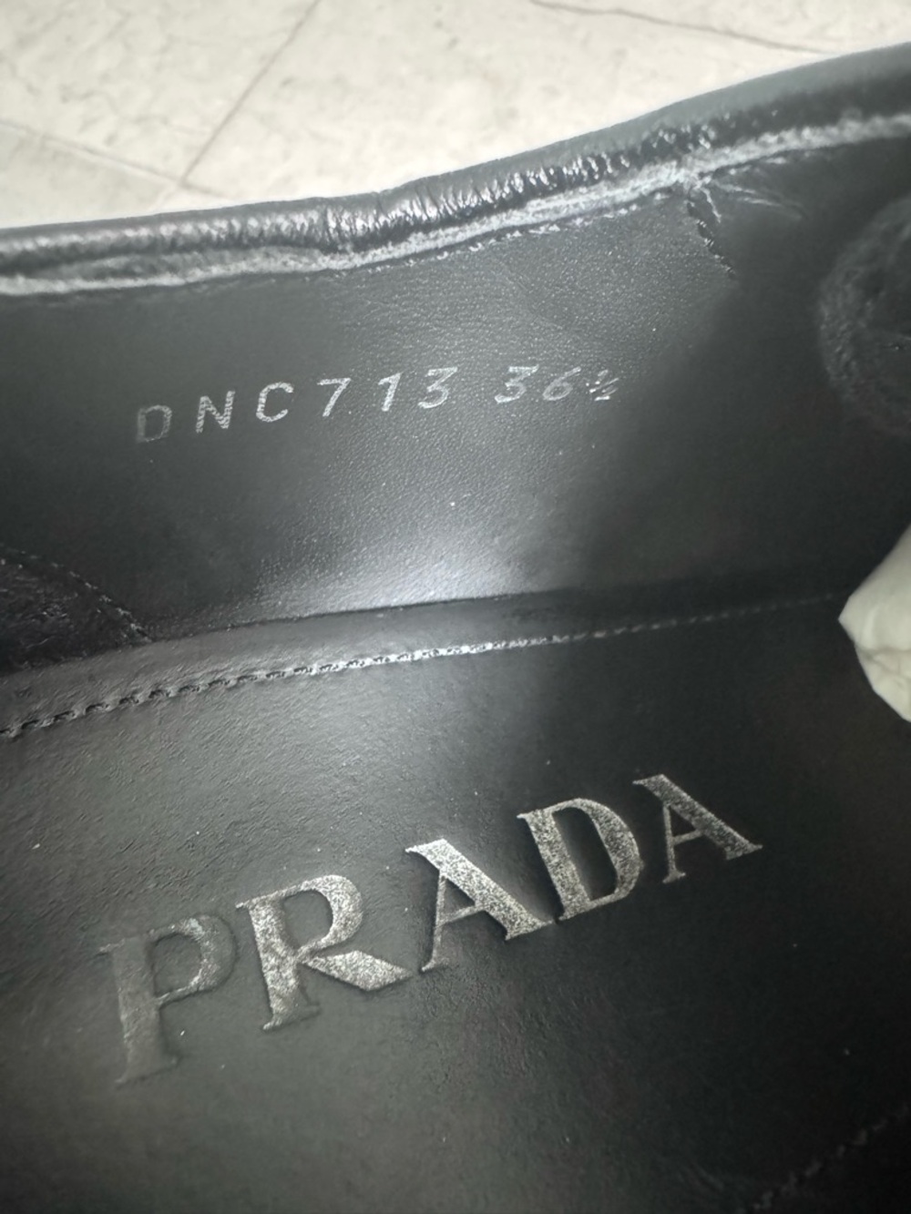 Prada Black Leather Derby Shoes size 36.5 with box - Picture 9 of 17